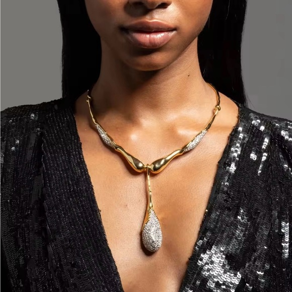 Alexis Bittar Jewelry - Solanales Crystal Teardrop Collar Necklace Gold Alexis Bittar O08